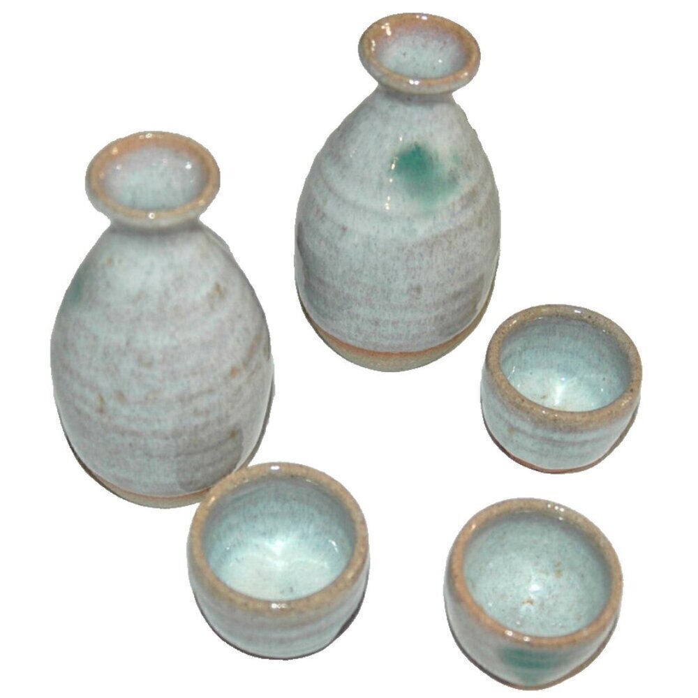 Japanese Sake Saki 5 Piece Vintage Set Made in Japan
